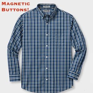 DULUTH-Men's Magnet Button Wrinklefighter Relaxed Fit Long Sleeve Shirt, NWT,2XL